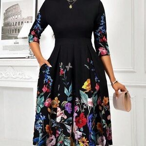 Floral Black Dress